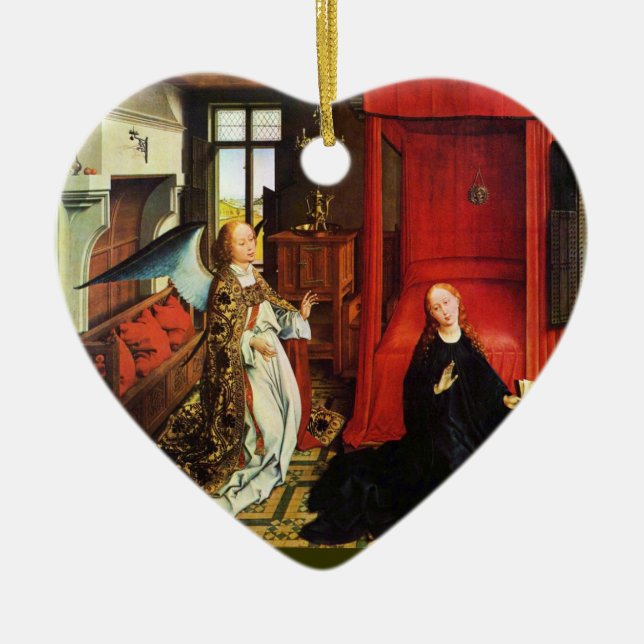 ANNUNCIATION ANGEL Archangel Gabriel ,Virgin,Heart Ceramic Tree Decoration (Front)