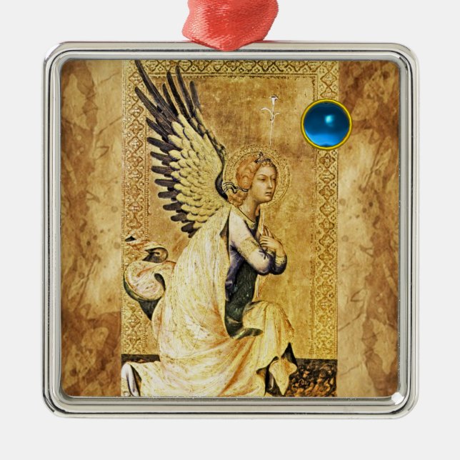 ANNUNCIATION ANGEL  Blue Sapphire Metal Tree Decoration (Front)