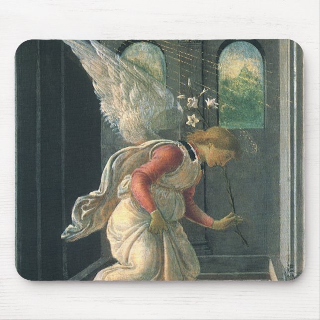Annunciation (angel detail) by Sandro Botticelli Mouse Mat (Front)