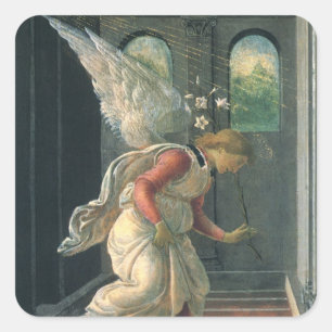 Annunciation (angel detail) by Sandro Botticelli Square Sticker