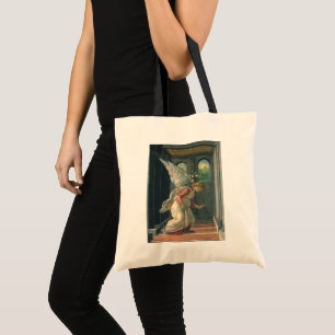Annunciation (angel detail) by Sandro Botticelli Tote Bag