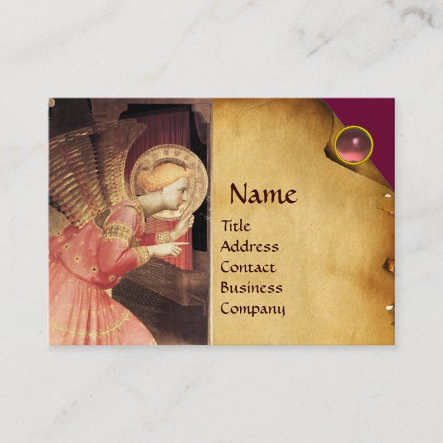 ANNUNCIATION ANGEL IIN GOLD AND PINK BUSINESS CARD (Front)