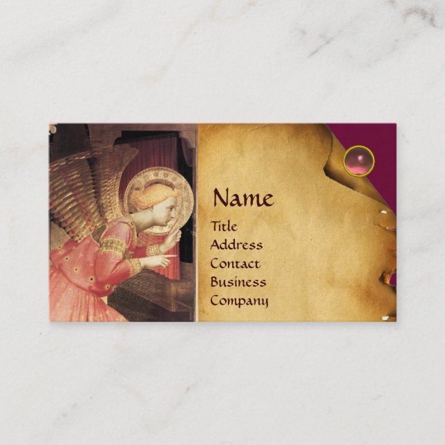 ANNUNCIATION ANGEL IIN GOLD AND PINK BUSINESS CARD (Front)
