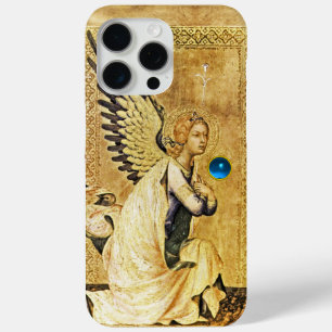 ANNUNCIATION ANGEL IN GOLD AND BLUE,Parchment iPhone 15 Pro Max Case