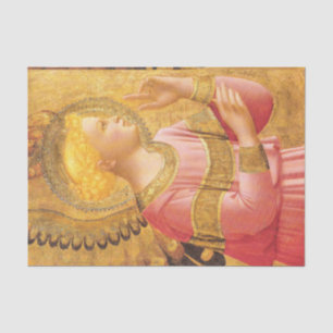 ANNUNCIATION ANGEL IN GOLD PINK Christmas Greeting Tissue Paper