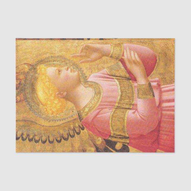 ANNUNCIATION ANGEL IN GOLD PINK Christmas Greeting Tissue Paper (Front)
