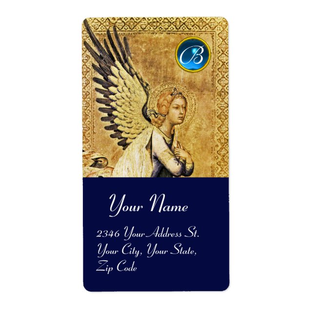 ANNUNCIATION ANGEL MONOGRAM ,Blue  Sapphire (Front)