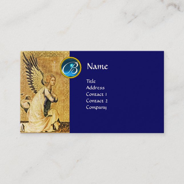 ANNUNCIATION ANGEL MONOGRAM, Blue Sapphire Business Card (Front)
