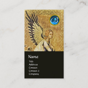 ANNUNCIATION ANGEL MONOGRAM, Blue Sapphire Gold Business Card