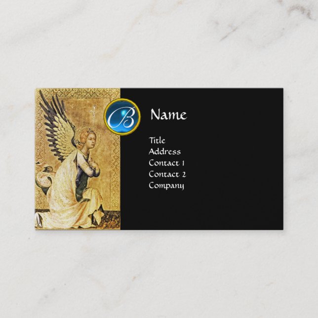 ANNUNCIATION ANGEL MONOGRAM, Blue Sapphire gold Business Card (Front)