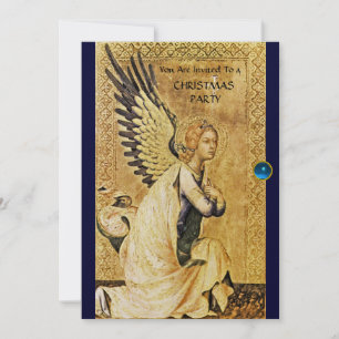 ANNUNCIATION ANGEL MONOGRAM ,Blue Sapphire ,Gold Invitation