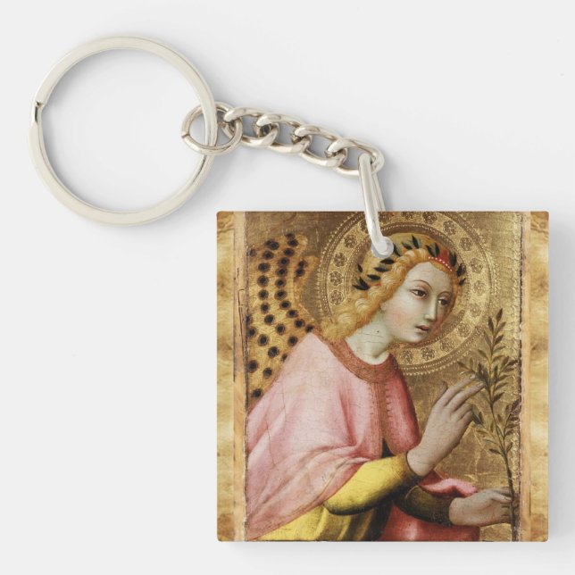 ANNUNCIATION ANGEL MONOGRAM ,Blue Sapphire Key Ring (Front)