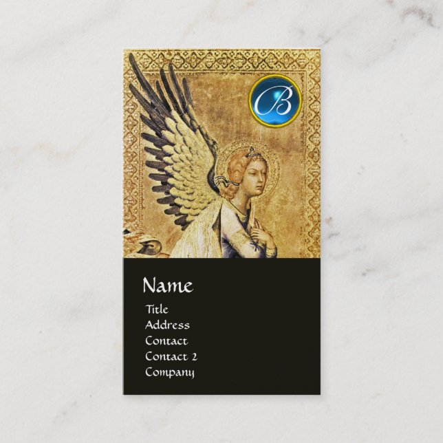 ANNUNCIATION ANGEL MONOGRAM, Blue Sapphire silver Business Card (Front)