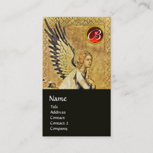ANNUNCIATION ANGEL MONOGRAM, Red Ruby,Black Business Card