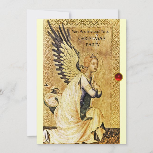 ANNUNCIATION ANGEL MONOGRAM ,Red Ruby Invitation (Front)