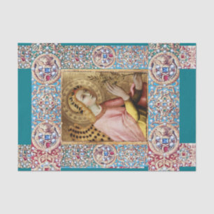 ANNUNCIATION ANGEL ,RED BLUE GEMS,PRECIOUS JEWELS TISSUE PAPER
