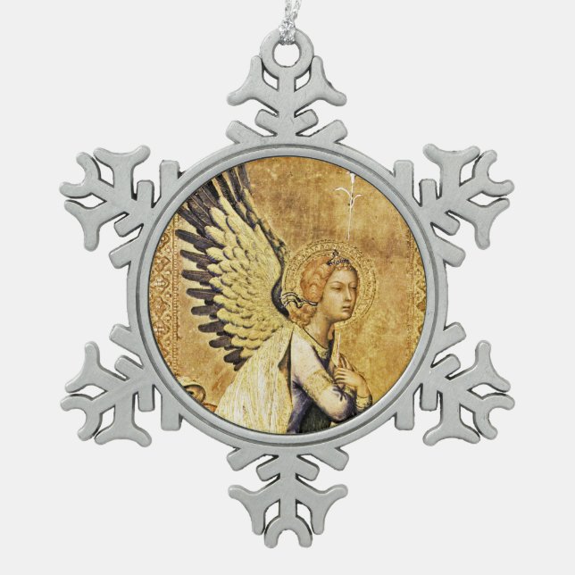 ANNUNCIATION ANGEL SNOWFLAKE PEWTER CHRISTMAS ORNAMENT (Front)