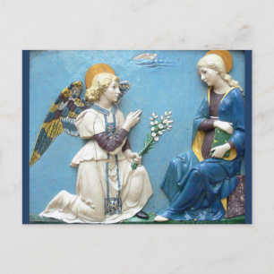 Annunciation Angel Virgin Mary Della Robbia Blue Postcard
