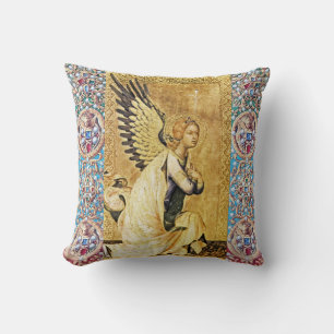 ANNUNCIATION ANGEL WITH RED BLUE GEMSTONES,PEARLS CUSHION