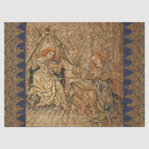 ANNUNCIATION ANTIQUE GOLD BLUE EMBROIDERY TISSUE PAPER