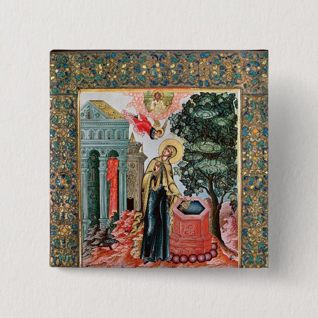 Annunciation at the Fountain 15 Cm Square Badge (Front)