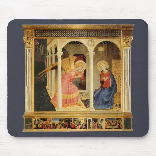 Annunciation by Fra Angelico, Renaissance Fine Art Mouse Mat (Front)