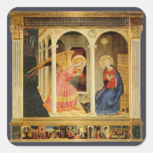 Annunciation by Fra Angelico, Renaissance Fine Art Square Sticker