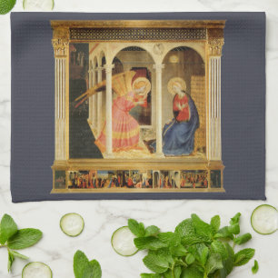 Annunciation by Fra Angelico, Renaissance Fine Art Tea Towel