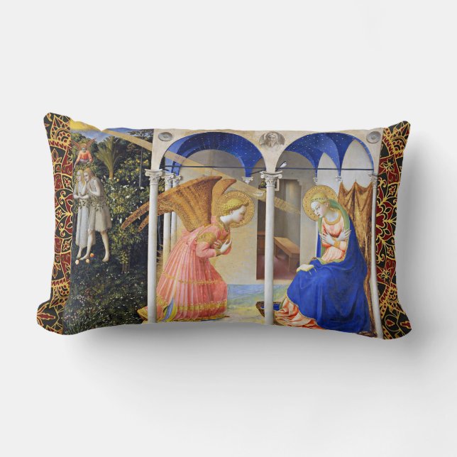 ANNUNCIATION by Fra Beato Angelico Lumbar Cushion (Front)