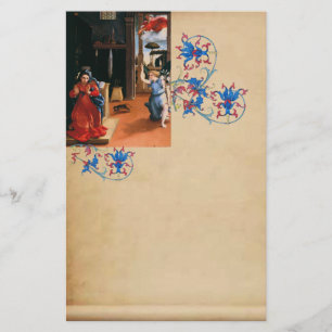 ANNUNCIATION by Lorenzo Lotto, Floral Parchment Stationery