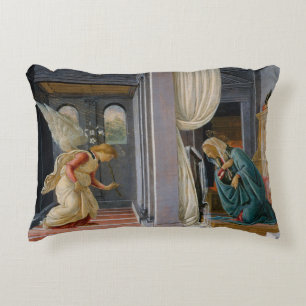 Annunciation by Sandro Botticelli Decorative Cushion