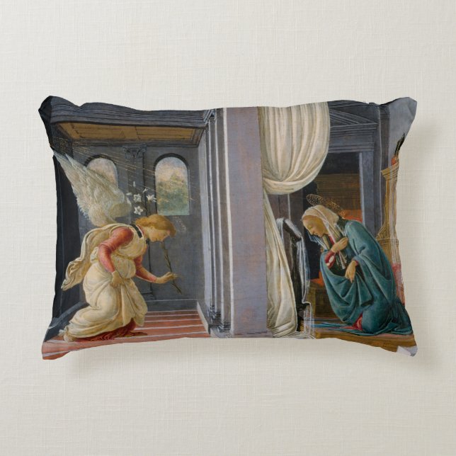 Annunciation by Sandro Botticelli Decorative Cushion (Front)