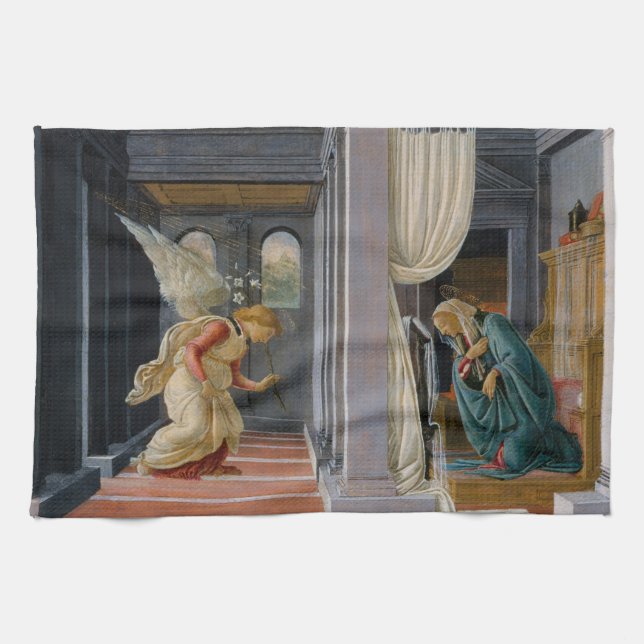 Annunciation by Sandro Botticelli Tea Towel (Horizontal)
