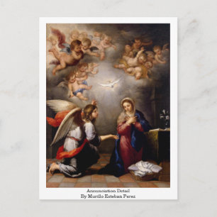 Annunciation Detail By Murillo Esteban Perez Postcard