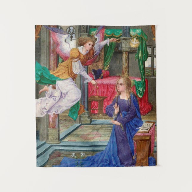 Annunciation from a mediaeval art illustration tapestry (Front)