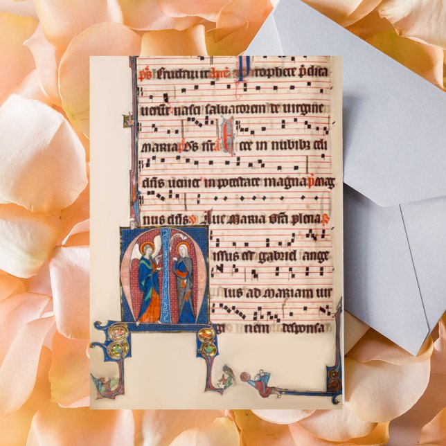 Annunciation Mediaeval Illuminated Manuscript Postcard (Annunciation Medieval Illuminated Manuscript Catholic Christian Postcard)