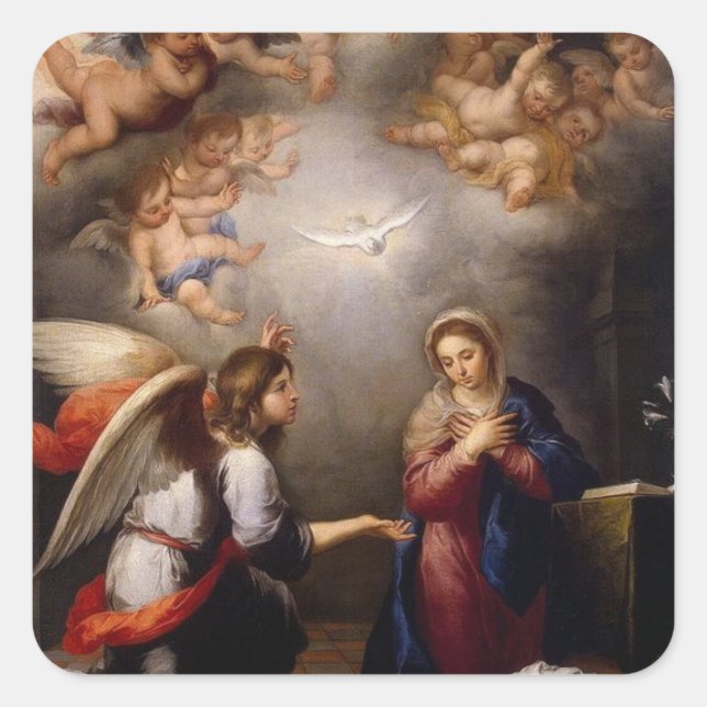 Annunciation of the Blessed Virgin Mary Angels Square Sticker (Front)