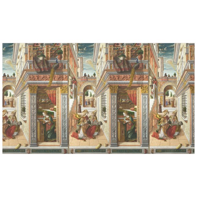 Annunciation ,Saint Emidius and an UFO by Crivelli Tablecloth (Front (Horizontal))