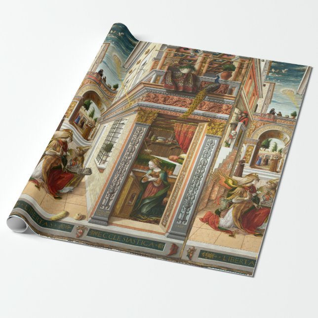 Annunciation ,Saint Emidius and an UFO by Crivelli Wrapping Paper (Unrolled)
