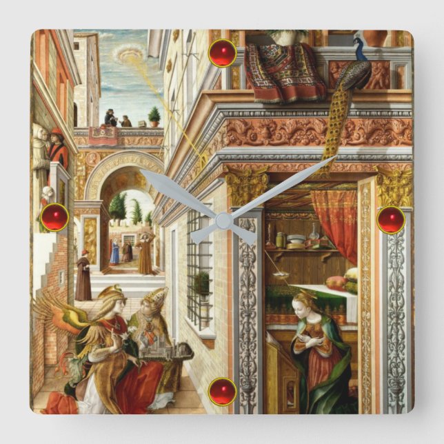 Annunciation ,Saint Emidius and an UFO Square Wall Clock (Front)