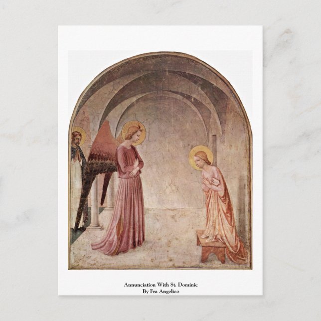 Annunciation With St. Dominic By Fra Angelico Postcard (Front)