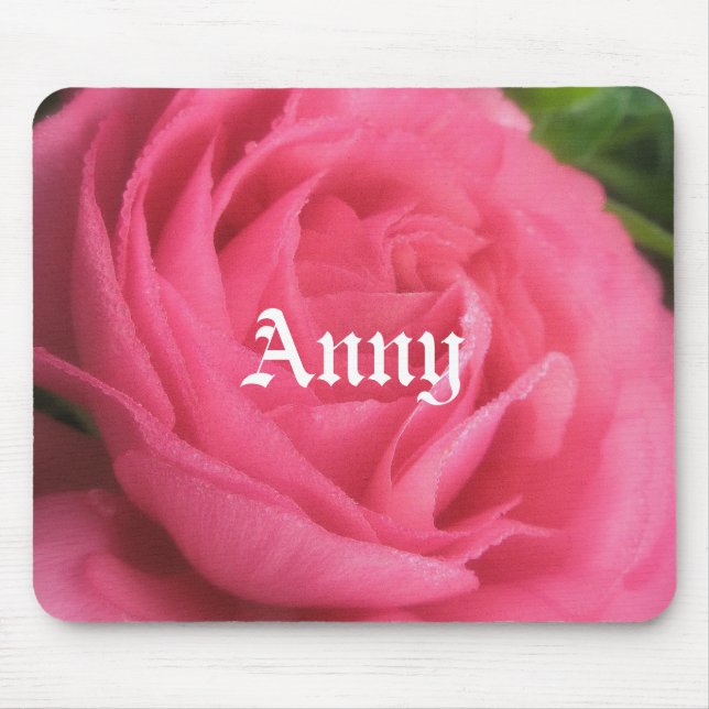 Anny Blush Pink Floral Girls Name Mousepad (Front)