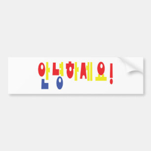 Annyeong Haseyo! Korean Hello! 안녕하세요 Hangul Script Bumper Sticker