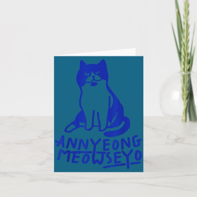 Annyeongmeowseyo K-drama Funny Cat Lovers  Card (Front)