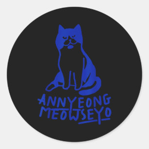 Annyeongmeowseyo K-drama Funny Cat Lovers  Classic Round Sticker