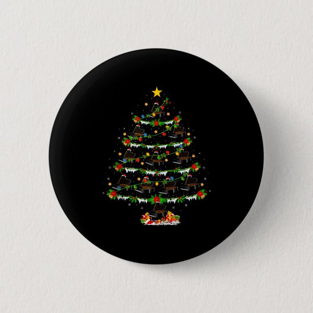 Ano Christmas Tree Lights Music Lover Musical Xmas 6 Cm Round Badge (Front)
