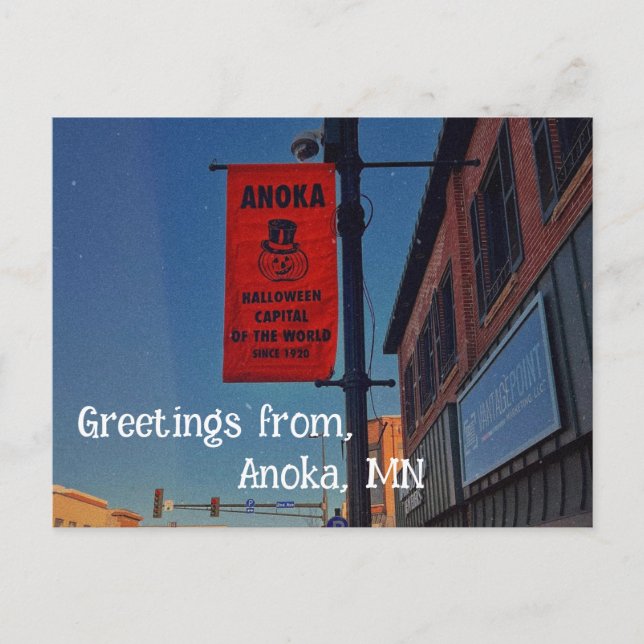Anoka, Minnesota Halloween Capitol of the World Postcard (Front)