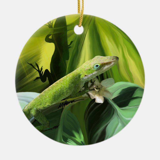 Anole Lizard Ceramic Tree Decoration (Front)