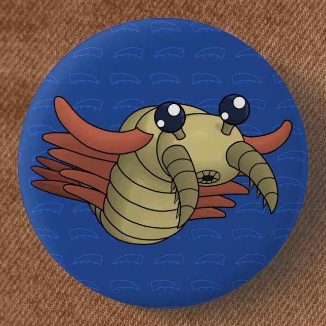 Anomalocaris- Prehistoric Sea Creature 6 Cm Round Badge (Closeup View)