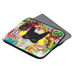 Anonymous figure face Black mask Vibrant urban Laptop Sleeve